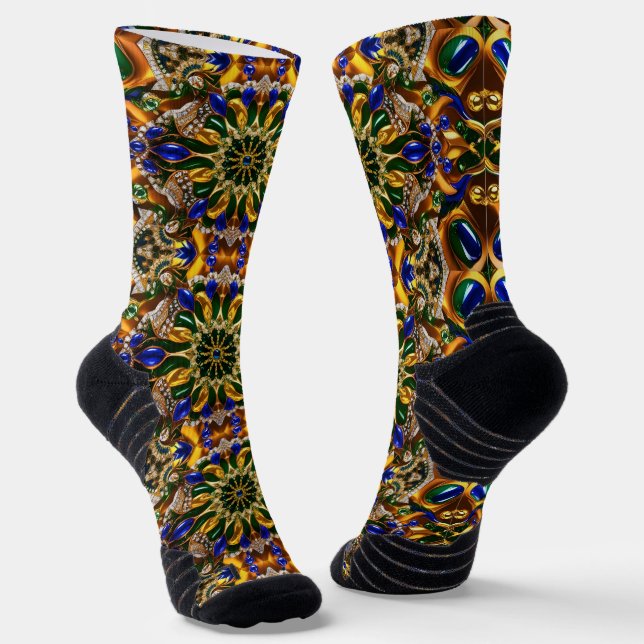 Athletische Crew Socken mit Brasil-Farben (Gewinkelt)