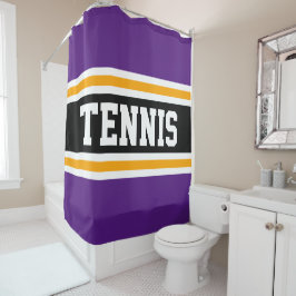 Athletische Royal Lila Bright Yellow TENNIS Streif Duschvorhang