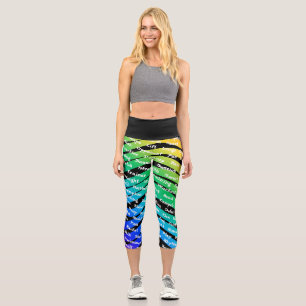 Athletische und sportliche Word Salat Rainbow Stri Capri Leggings