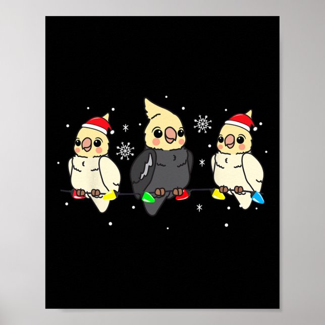 Atiel Bird Christmas Lights Funny Pet Xmas Geschen Poster (Vorne)
