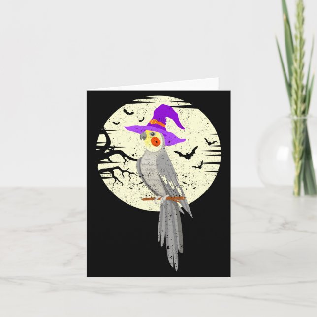 Atiel Bird Witch Hat Funny Halloween Animal Lover  Karte (Vorderseite)