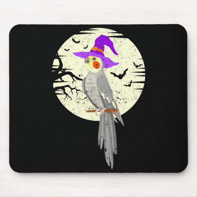 Atiel Bird Witch Hat Funny Halloween Animal Lover  Mousepad (Vorne)