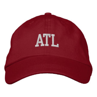 ATL "Atlanta" Monogramm weiß und rot Bestickte Baseballkappe