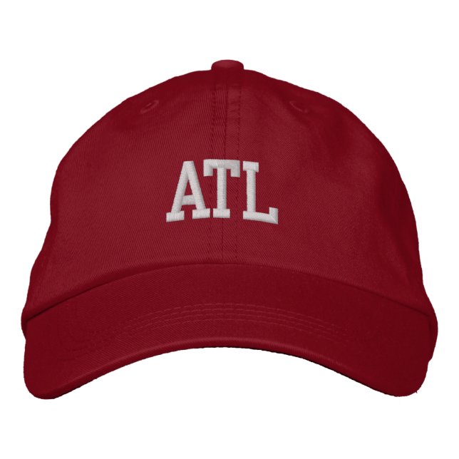 ATL "Atlanta" Monogramm weiß und rot Bestickte Baseballkappe (Vorderseite)