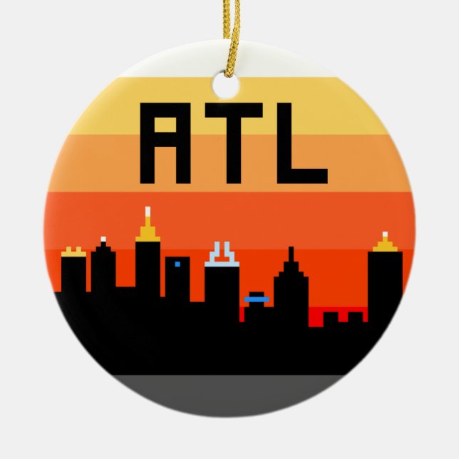 Atlanta8-bitSkyline ATL Keramik Ornament (Vorne)