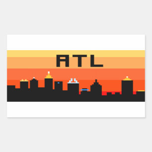 Atlanta8-bitSkyline ATL Rechteckiger Aufkleber