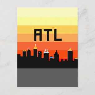 Atlanta 8-Bit Skyline ATL Postkarte