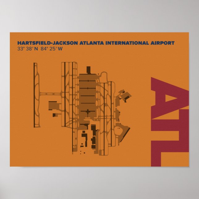Atlanta Airport (ATL) Diagramm Poster (Vorne)