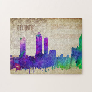 Atlanta, Aquarell-Stadt-Skyline GA   Puzzle