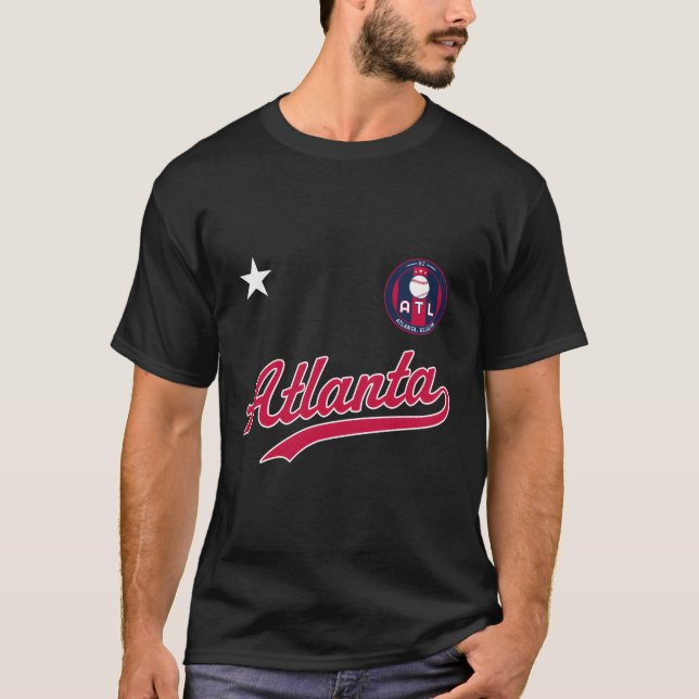 Atlanta Baseball Jersey Atl Mini Abzeichen T-Shirt (Vorderseite)