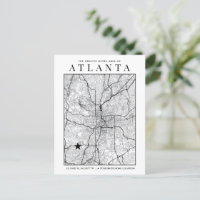 Atlanta City Map + Location Marker Postkarte