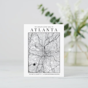 Atlanta City Map + Location Marker Postkarte