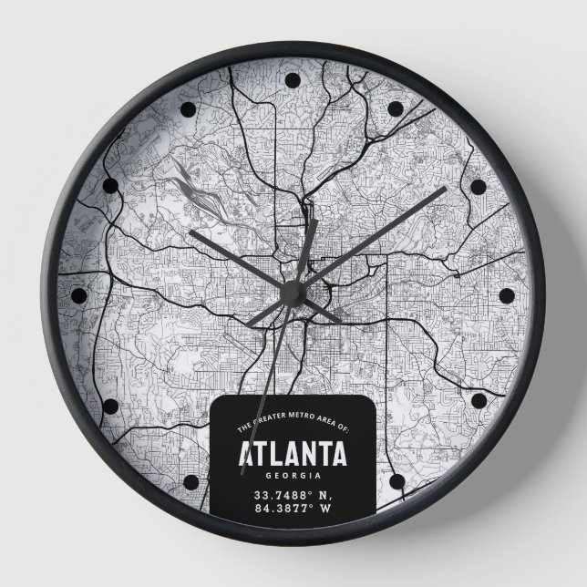 Atlanta City Map Uhr (Vorderseite)