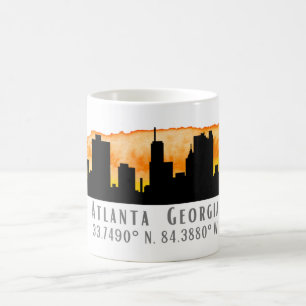 Atlanta City Skyline Map Koordinaten Kaffeetasse