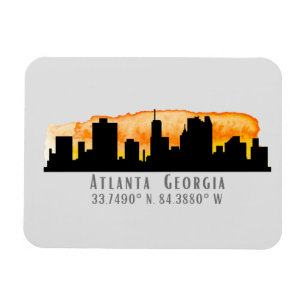 Atlanta City Skyline Map Koordinaten Magnet