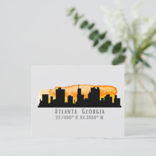 Atlanta City Skyline Map Koordinaten Postkarte