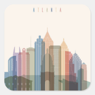 Atlanta   City Skyline Quadratischer Aufkleber