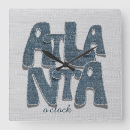 Atlanta Denim Letter Wall Clock Quadratische Wanduhr