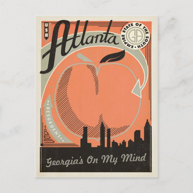 Atlanta, GA - Georgien steht mir im Kopf Postkarte (Vorderseite)