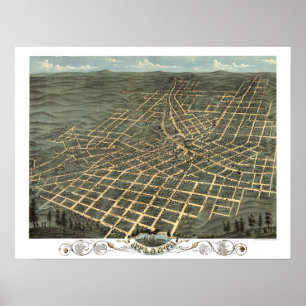 Atlanta, GA Panorama Karte DIGITAL ENTFERNT Poster