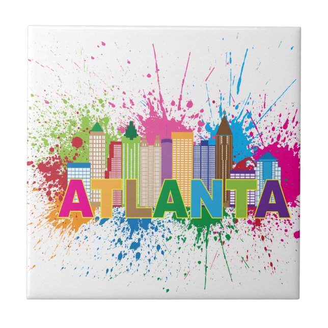 Atlanta Georgia abstrakte Skyline-Illustration Fliese (Vorderseite)