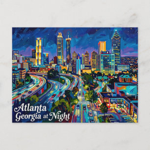 Atlanta Georgia bei Nacht Postkarte