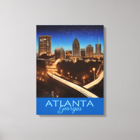 Atlanta Georgia Blue and Gold Abend Poster Canv