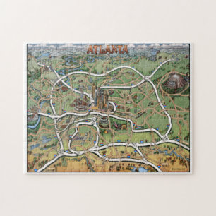 Atlanta Georgia Cartoon-Kartenpuzzle Puzzle