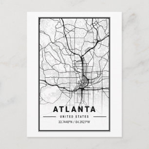 Atlanta Georgia City Map Minimalistisch Art  Postkarte