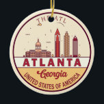 Atlanta Georgia City Skyline Emblem Keramik Ornament<br><div class="desc">Atlanta minimalistisch,  bunt Kunstdesign mit Denkmälern und Sehenswürdigkeiten der Stadt in Georgien.</div>