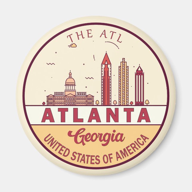 Atlanta Georgia City Skyline Emblem Magnet (Vorne)