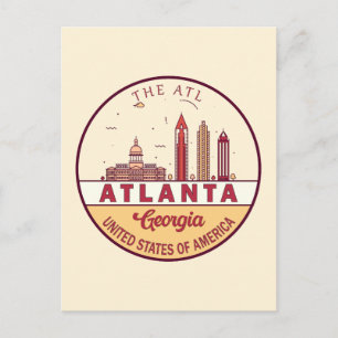 Atlanta Georgia City Skyline Emblem Postkarte