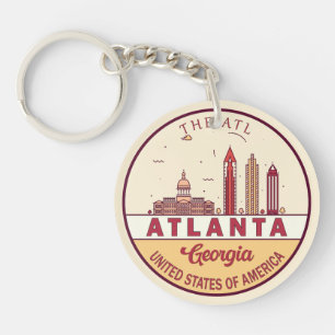 Atlanta Georgia City Skyline Emblem Schlüsselanhänger