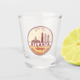 Atlanta Georgia City Skyline Emblem Schnapsglas