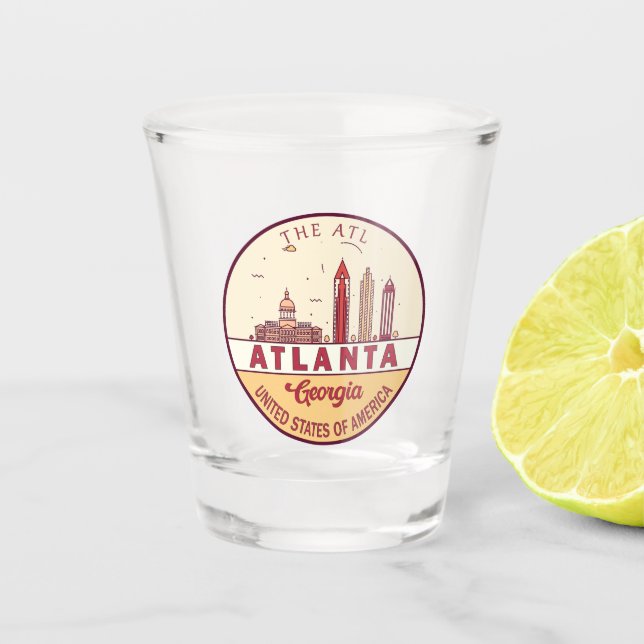 Atlanta Georgia City Skyline Emblem Schnapsglas (Vorderseite)