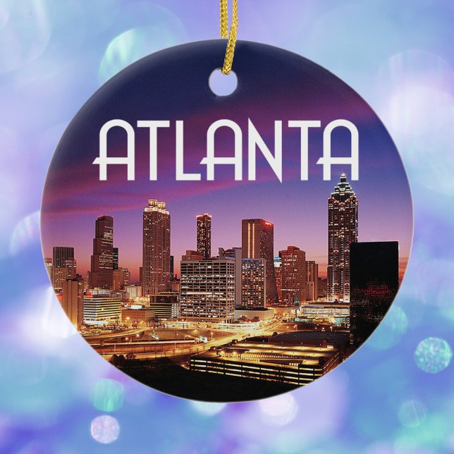 Atlanta, Georgia City Skyline in der Nacht Keramik Ornament (Von Creator hochgeladen)