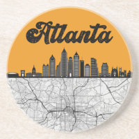 Atlanta Georgia City Skyline mit Karte