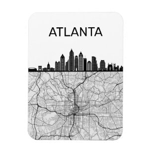 Atlanta Georgia City Skyline mit Karte Magnet