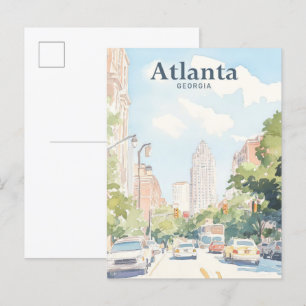 Atlanta Georgia Gouache-Farbfarben-Illustration Re Postkarte
