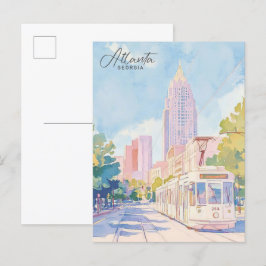 Atlanta Georgia Gouache Paint Illustration Travel Postkarte