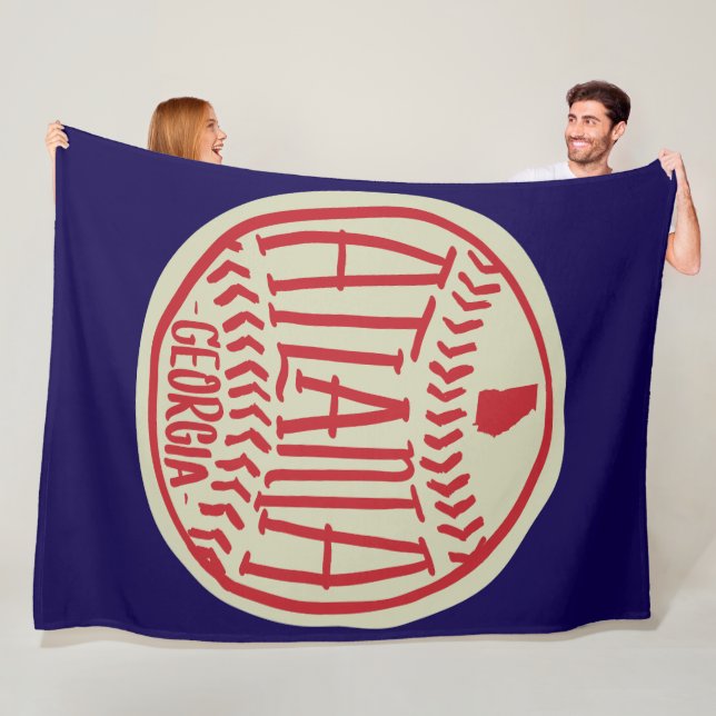 Atlanta Georgia HandIllustriert Baseball Fleecedecke (Beispiel)