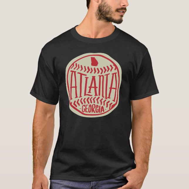 Atlanta Georgia HandIllustriert Baseball Typograp T-Shirt (Vorderseite)