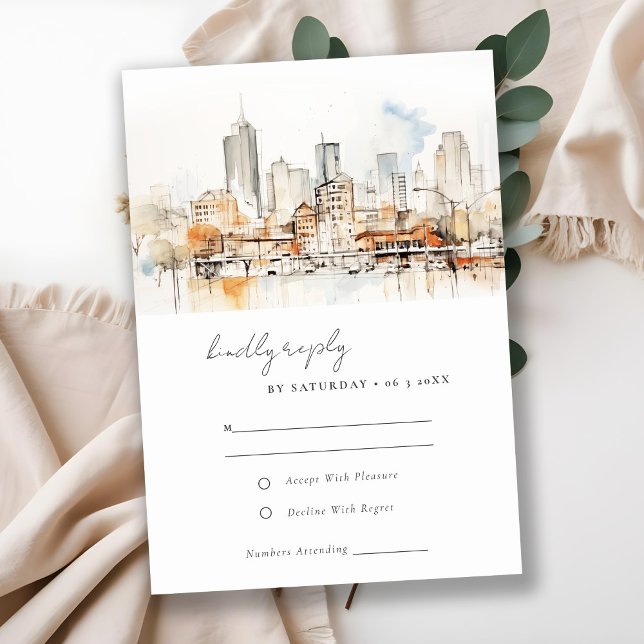 Atlanta Georgia Landscape Watercolor Wedding RSVP Karte (Von Creator hochgeladen)