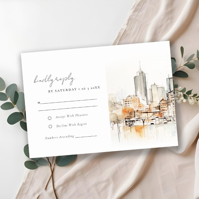 Atlanta Georgia Landscape Watercolor Wedding RSVP Karte (Von Creator hochgeladen)