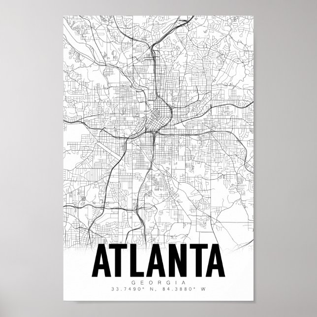 Atlanta Georgia Minimalistisch Map Art Poster (Vorne)