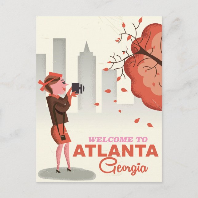 Atlanta Georgia Reiseplakat Postkarte (Vorderseite)