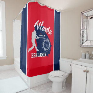 Atlanta Georgia Rot und Marine Baseball Duschvorhang