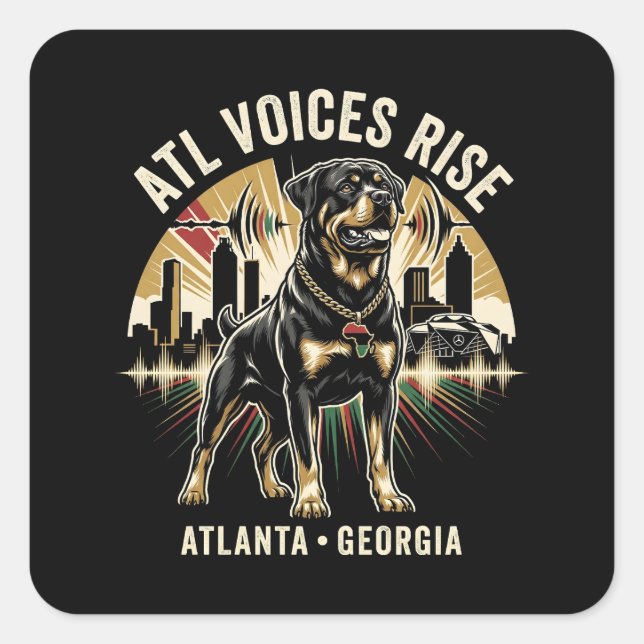 Atlanta Georgia Rottweiler Cultural Pride Art Quadratischer Aufkleber (Vorderseite)