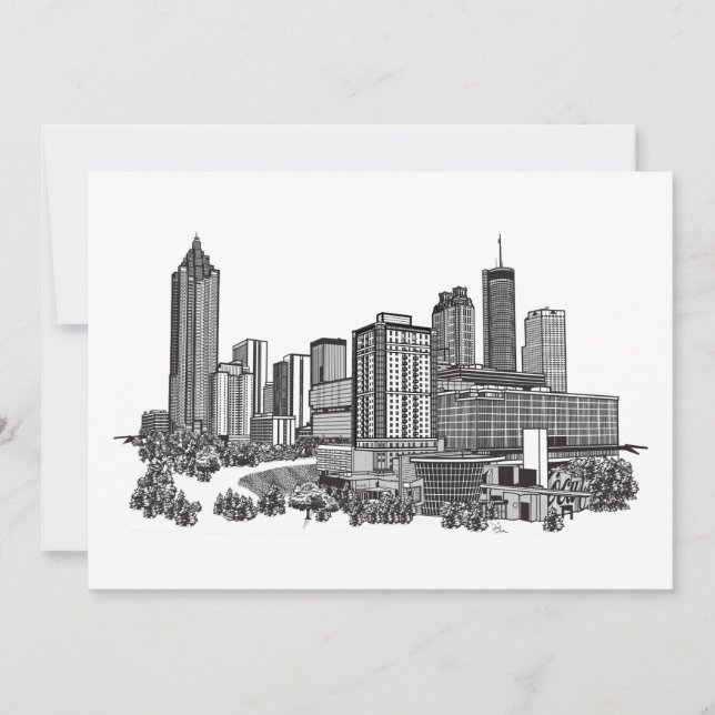 Atlanta Georgia Skyline Art Einladung (Vorderseite)