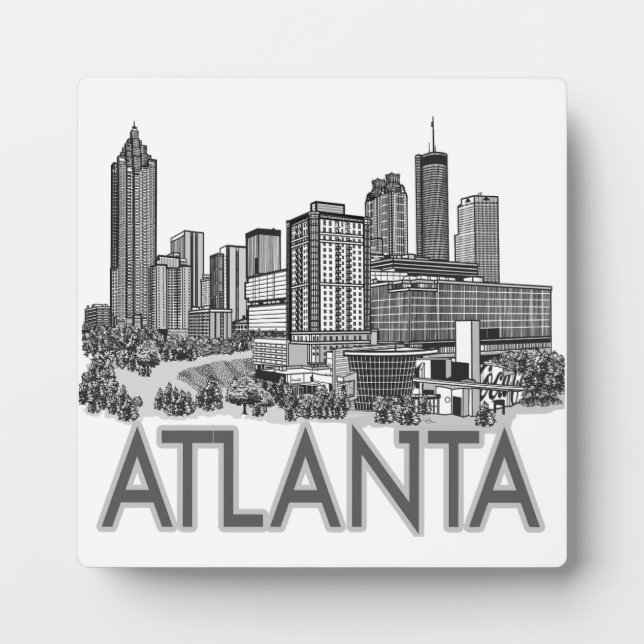 Atlanta Georgia Skyline Art Fotoplatte (Vorderseite)